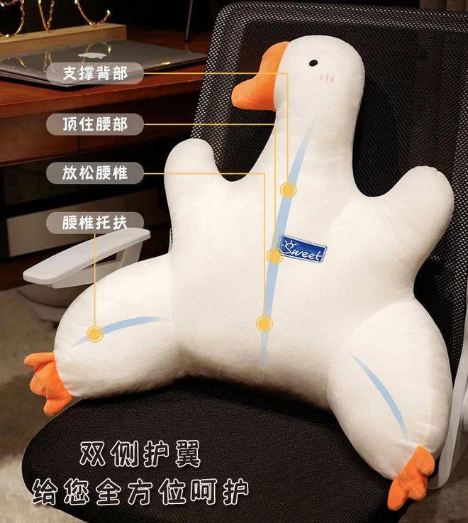 了靠上去像给腰部做SPA！太舒服了！凯发K8旗舰厅加大加宽的大鹅腰枕来(图2)